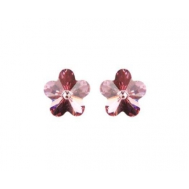 Swarovski virág bedugós fülbevaló - rózsaszín
