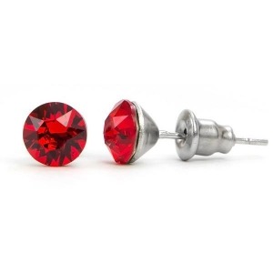 Swarovski kristályos pötty bedugós fülbevaló 6 mm - piros